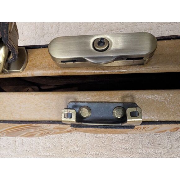 Patricia Nash Purse Gracchi Frame Tooled Light Brown Tan Leather Satchel Handbag - Picture 4 of 14